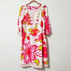Lilly Pulitzer Vibrant Pink and Green Floral Dress